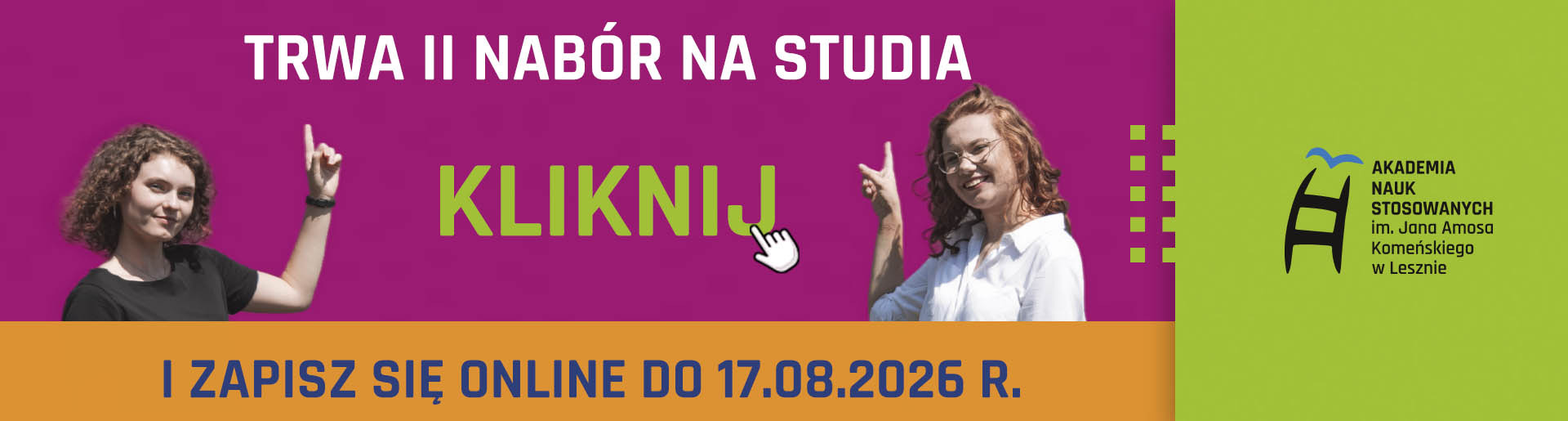 Trwa II nabór na studia. Kliknij i zapisz się online do 17.08.2026 r.