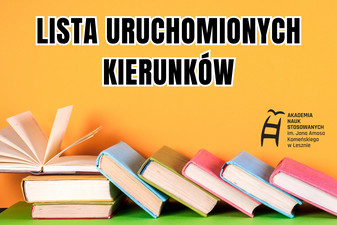 Książki oraz tekst: lista uruchomionych kierunków.